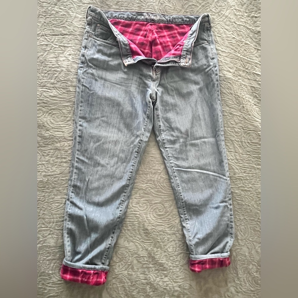Eddie Bauer Lined Light Blue Boyfriend Jeans - Picture 2 of 6